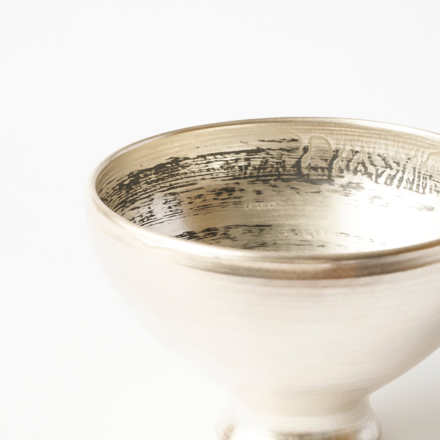 Silver Brushed Lines Footed Bowl / Shinji Terauchi