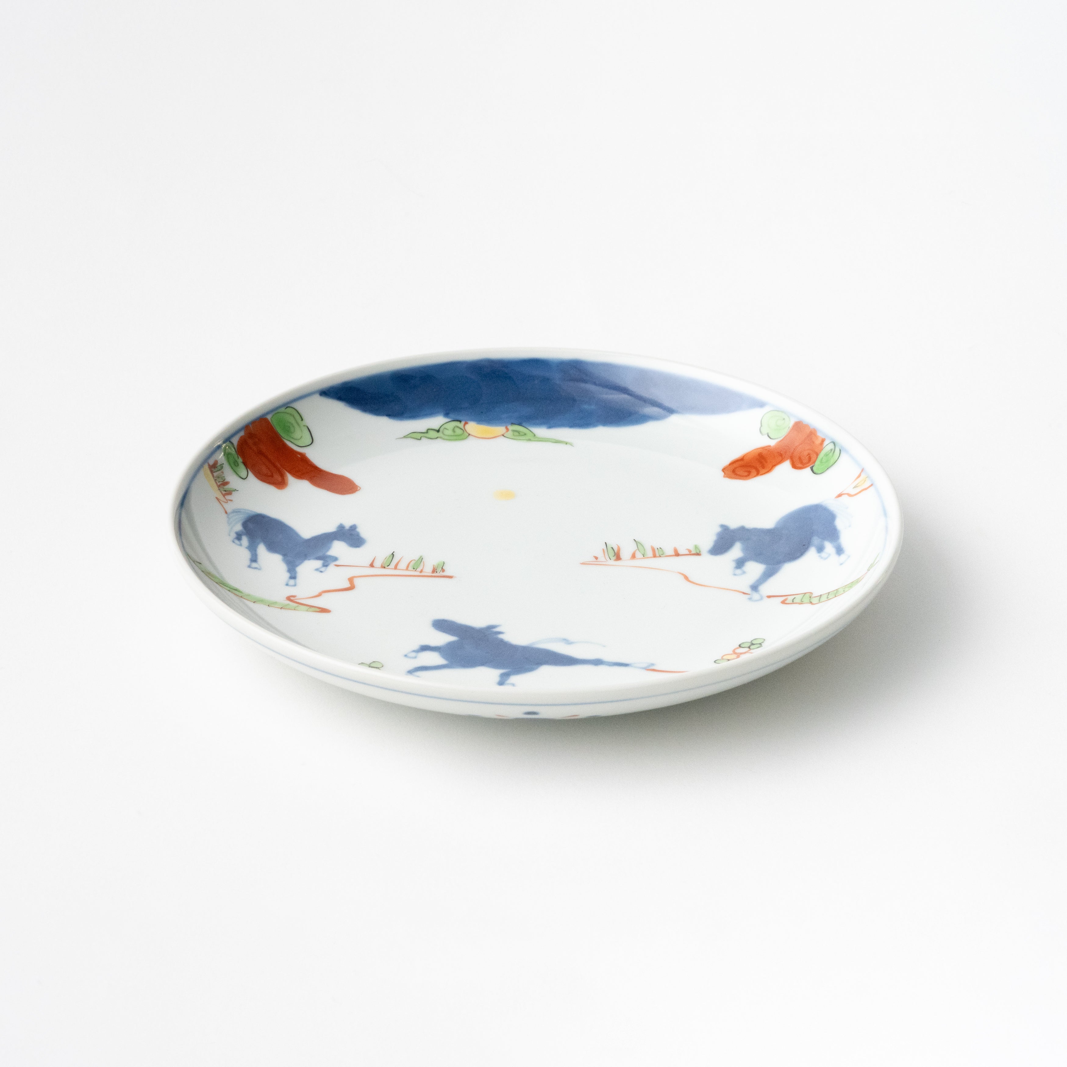 21cm Round Plate / Red Horses