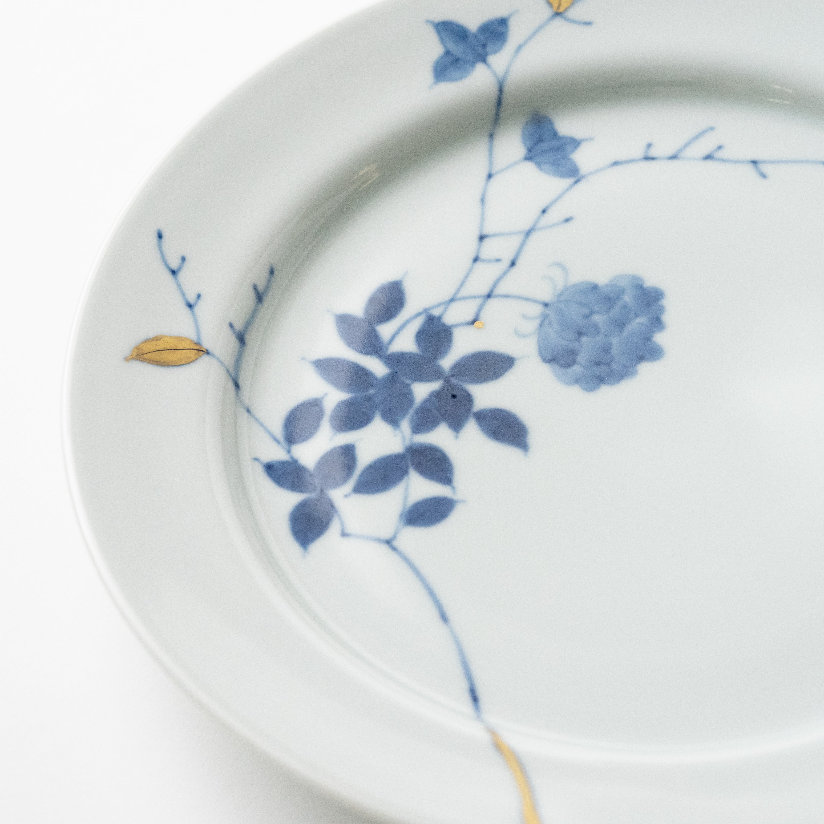 24cm Round Rim Plate / Gold & Rose