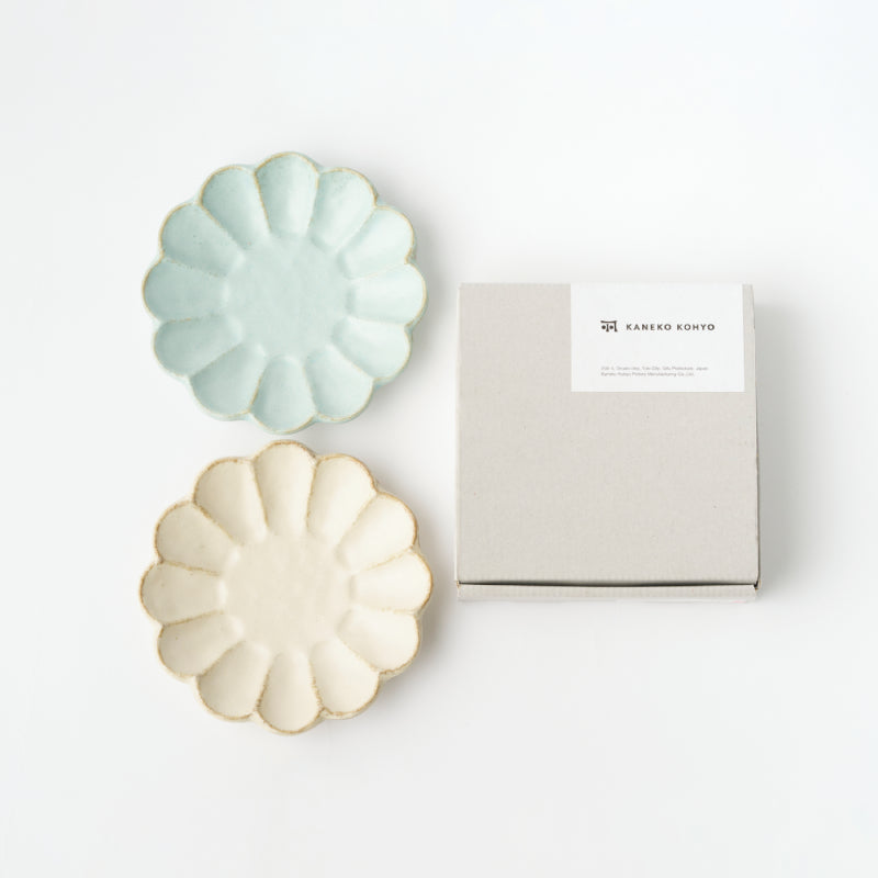 Rinka Plate (S) Pair in Paper Box / White & Blue