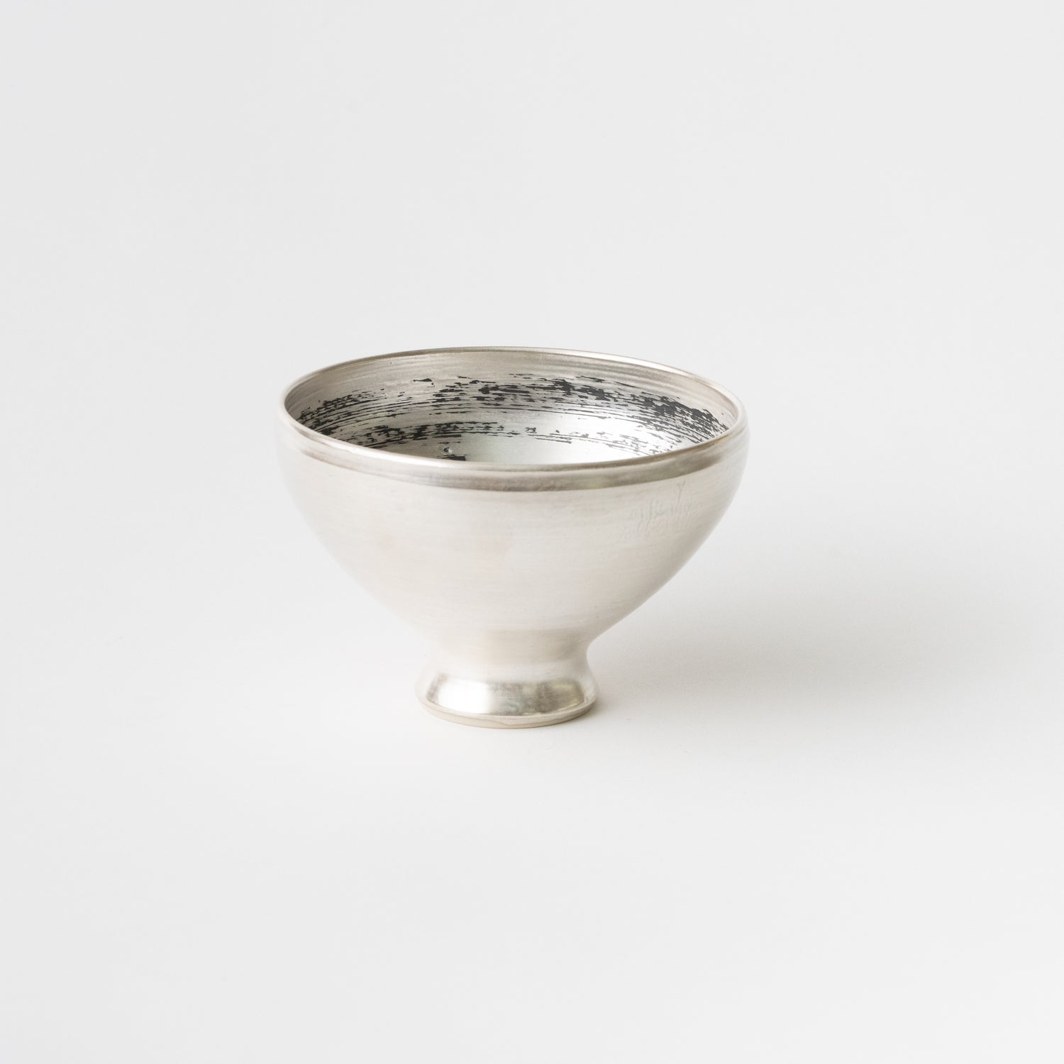 Silver Brushed Lines Footed Bowl / Shinji Terauchi