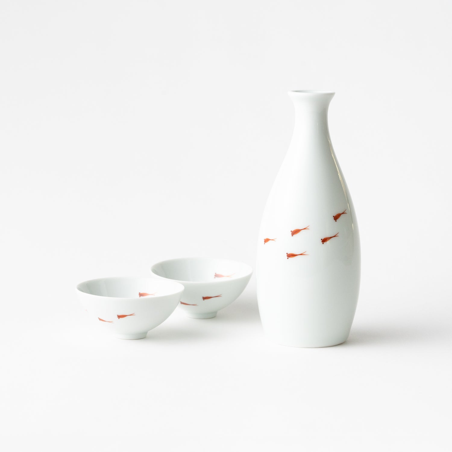 Tokkuri & Sake Cup Set / Red Killifish