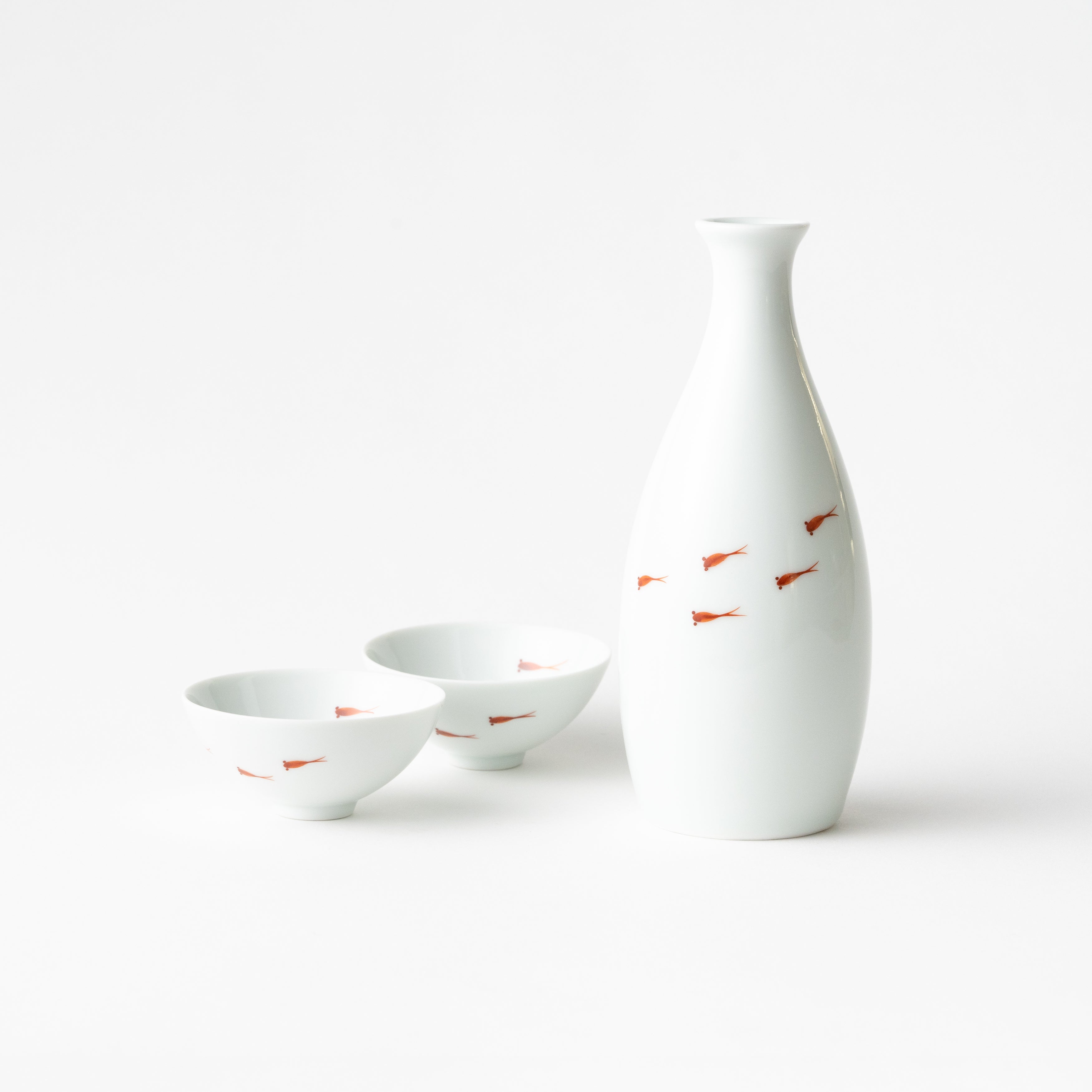 Tokkuri & Sake Cup Set / Red Killifish