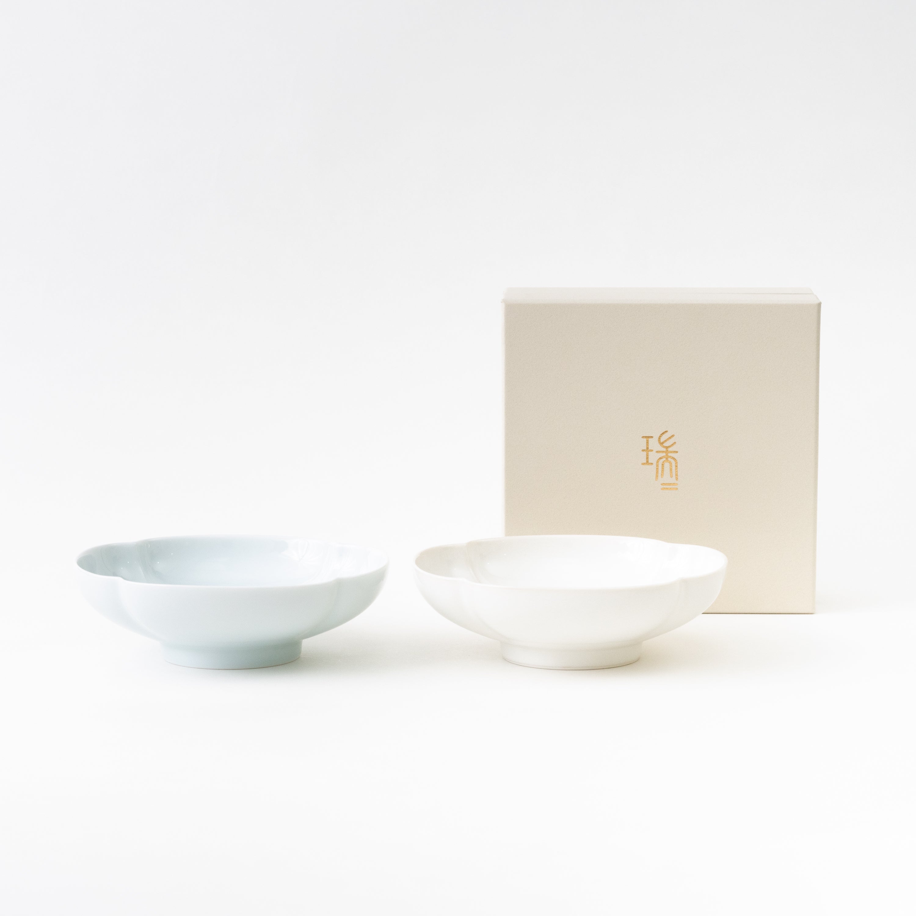 Mizu-Mizu Mokko Bowl Pair / Pale Blue & White