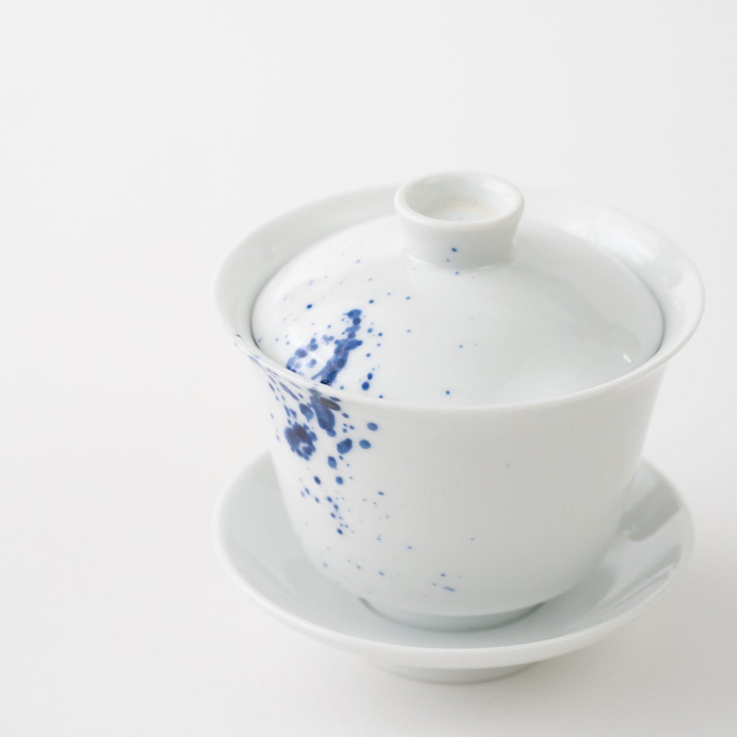 Tea Cup with Lid & Saucer / Ink Spray