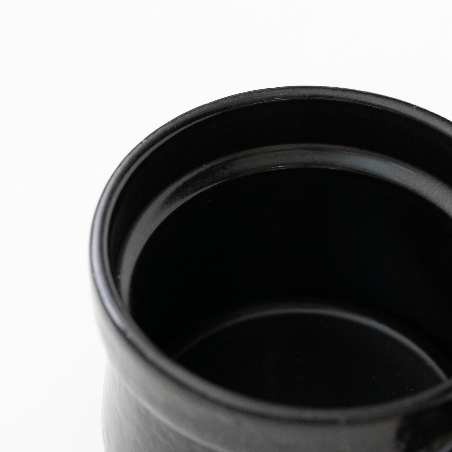 Side Handle Clay Pot / Black