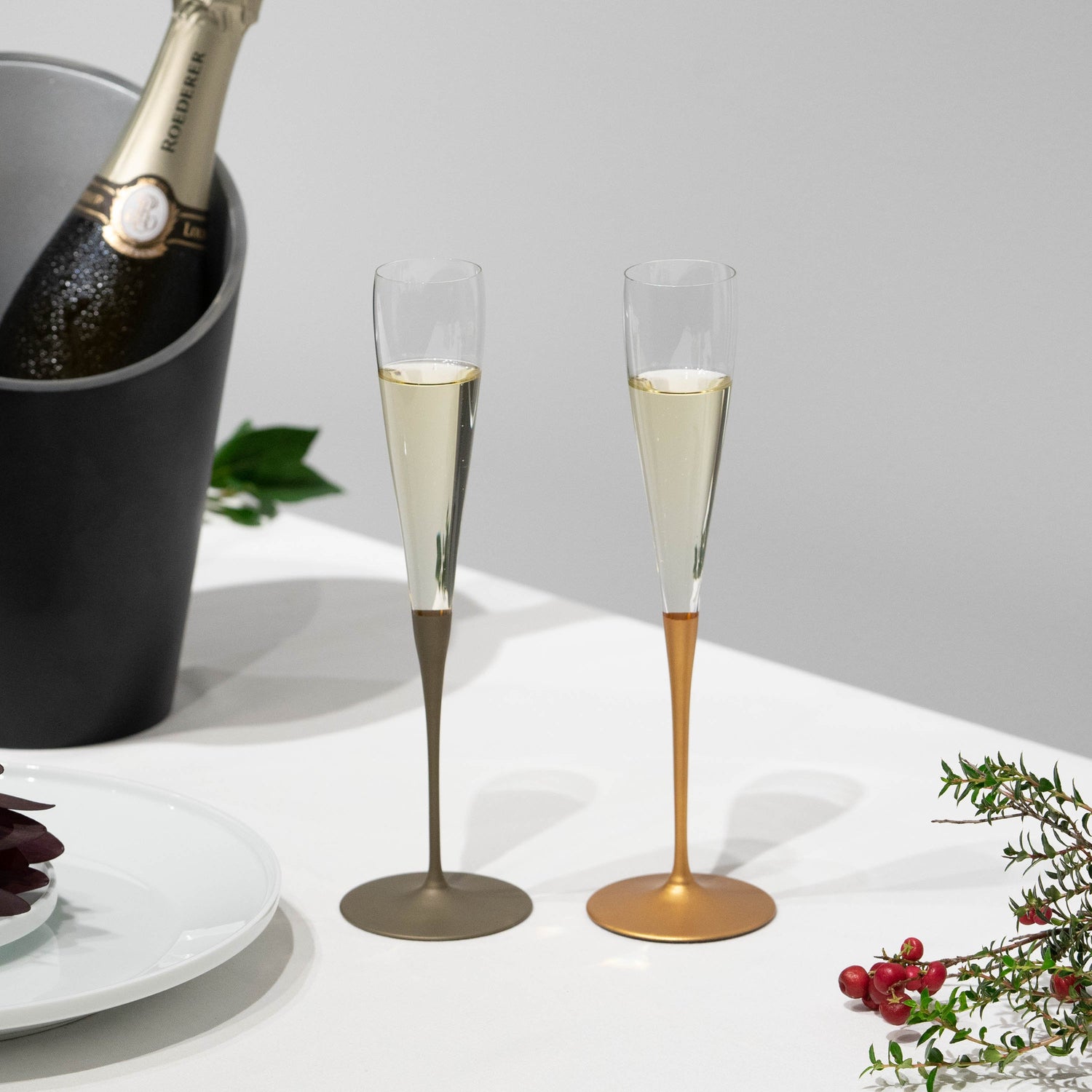 Taoyaka Champagne Glass Pair / Set of 2 (Gold & Silver)