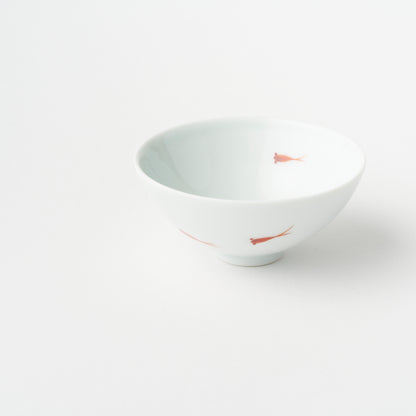 Edo Tokkuri &amp; Pair Sake Cups Set with Box / Red Killifish