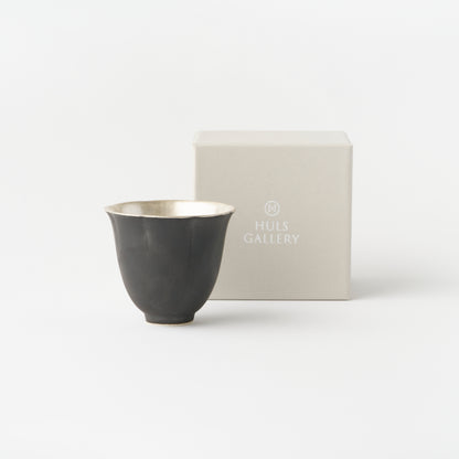 Rinka Tea Cup / Black Glaze-Inner Ginsai