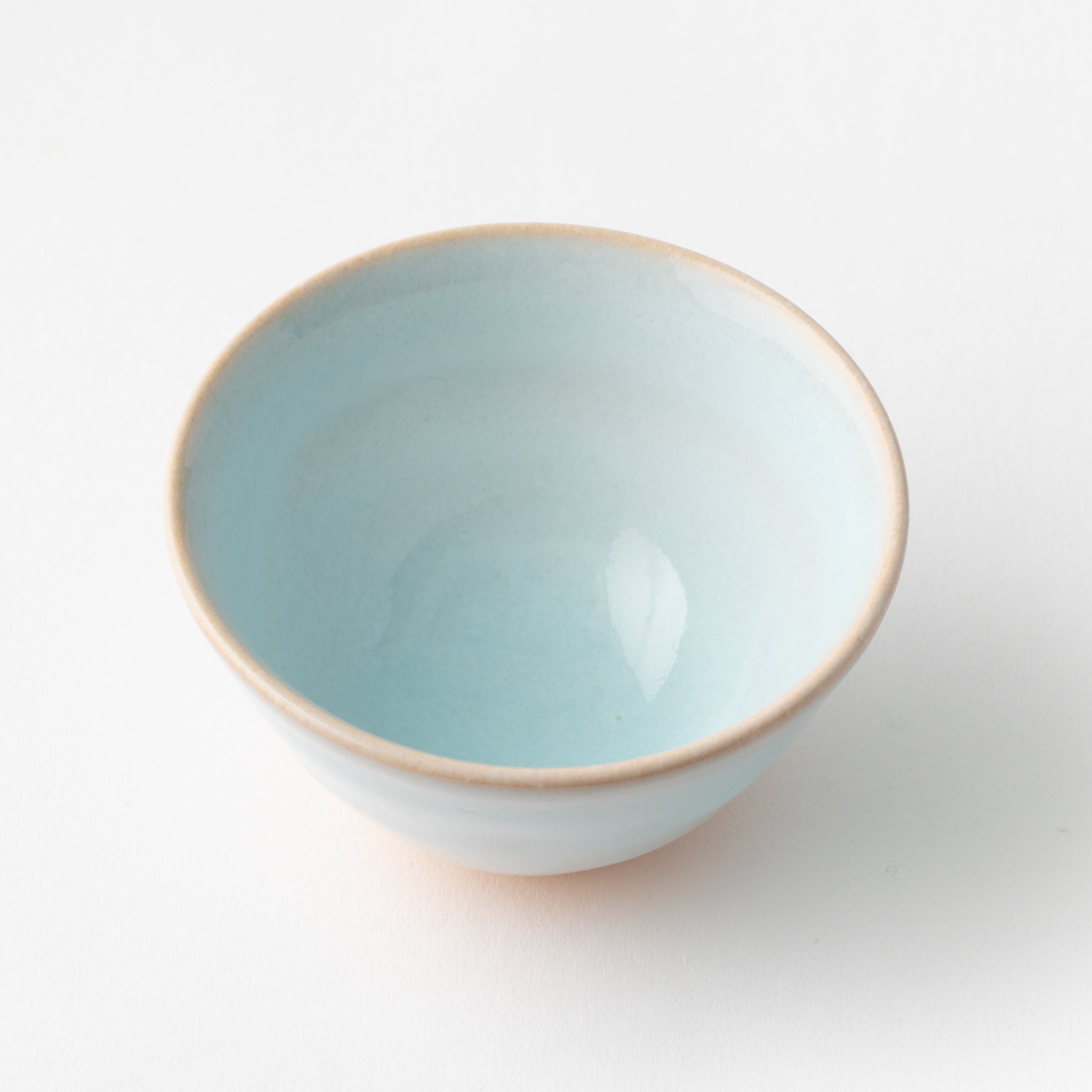 No. 5 Sake Cup with Pale Blue Glaze in Box (A)/ Yasushi Okada