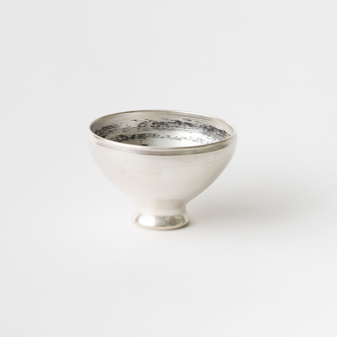 Silver Brushed Lines Footed Bowl / Shinji Terauchi