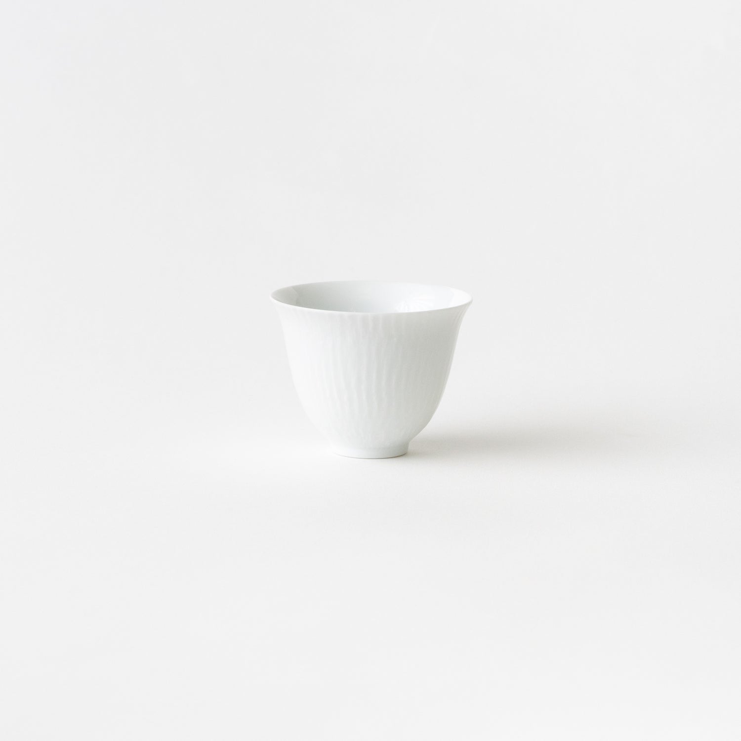 Warped Deep Tea Cup with Saucer / Carved White Lime