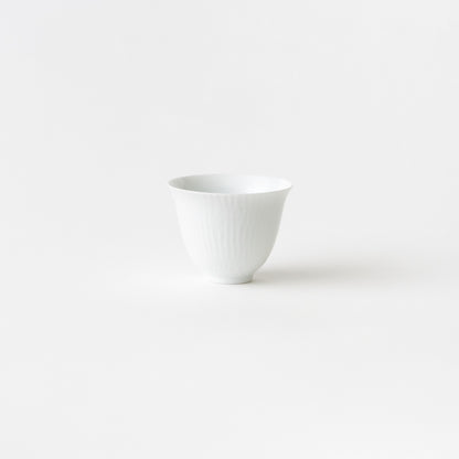 Warped Deep Tea Cup with Saucer / Carved White Lime