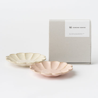 Rinka Plate (S) Pair in Paper Box / White &amp; Pink