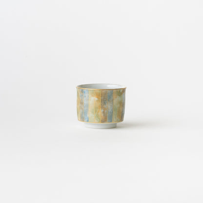 Sake Cup - Multicolored Gold Painting / Stripe / Blue x Green