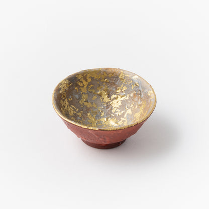 Sake Cup - Multicolored gold painting / Red / Yukio Yosita and Mifuyu