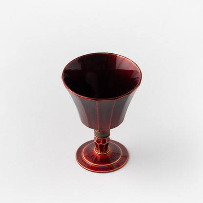 Tamamushi-nuri Stem Sake Cup Faceted Sides / Takao Togashi