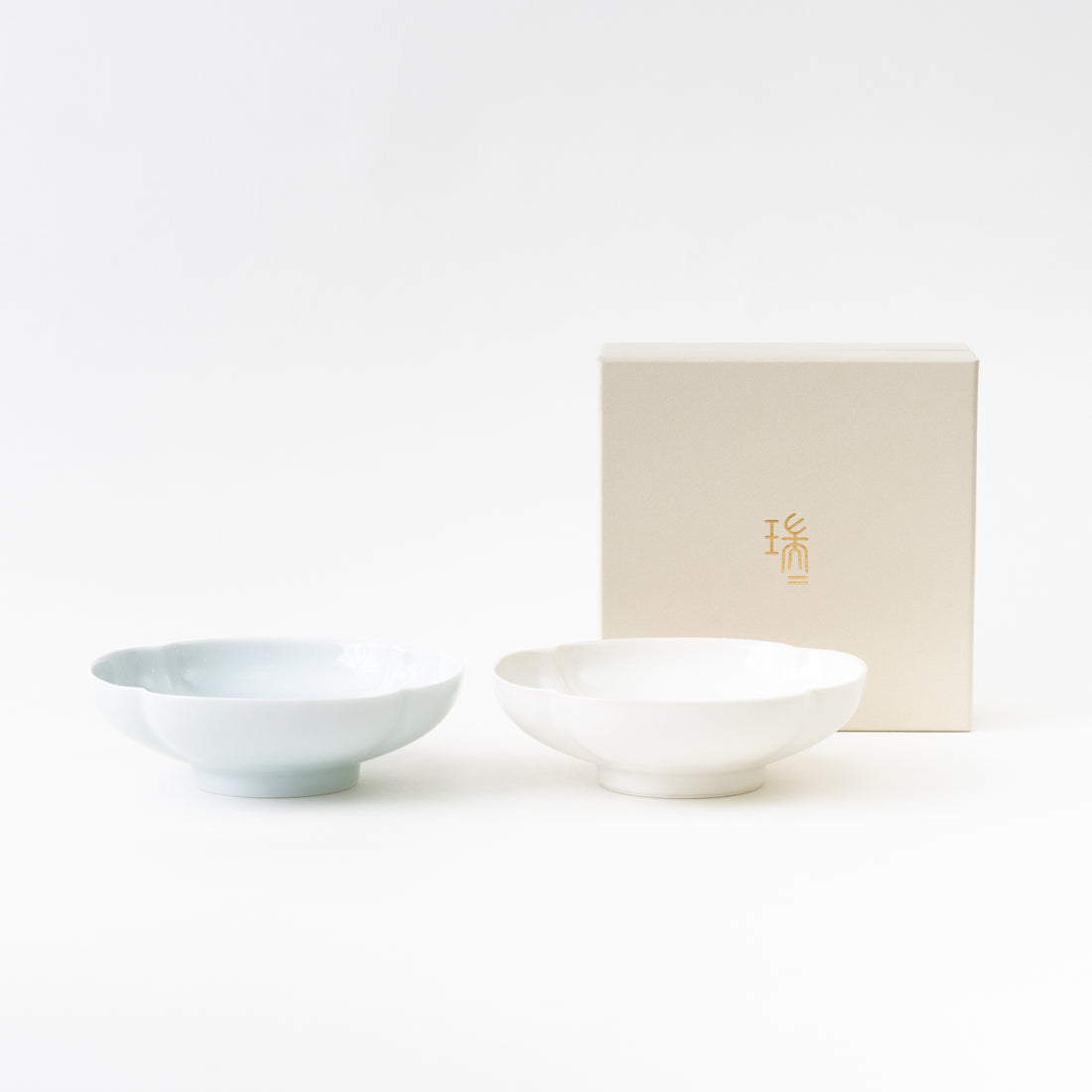 Mizu-Mizu Mokko Bowl Pair / Pale Blue & White