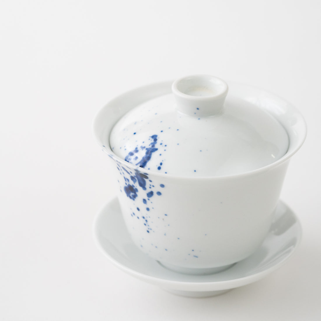 Tea Cup with Lid & Saucer / Ink Spray