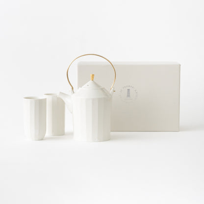 Tea Pot &amp; Cups Set / Shinogi White